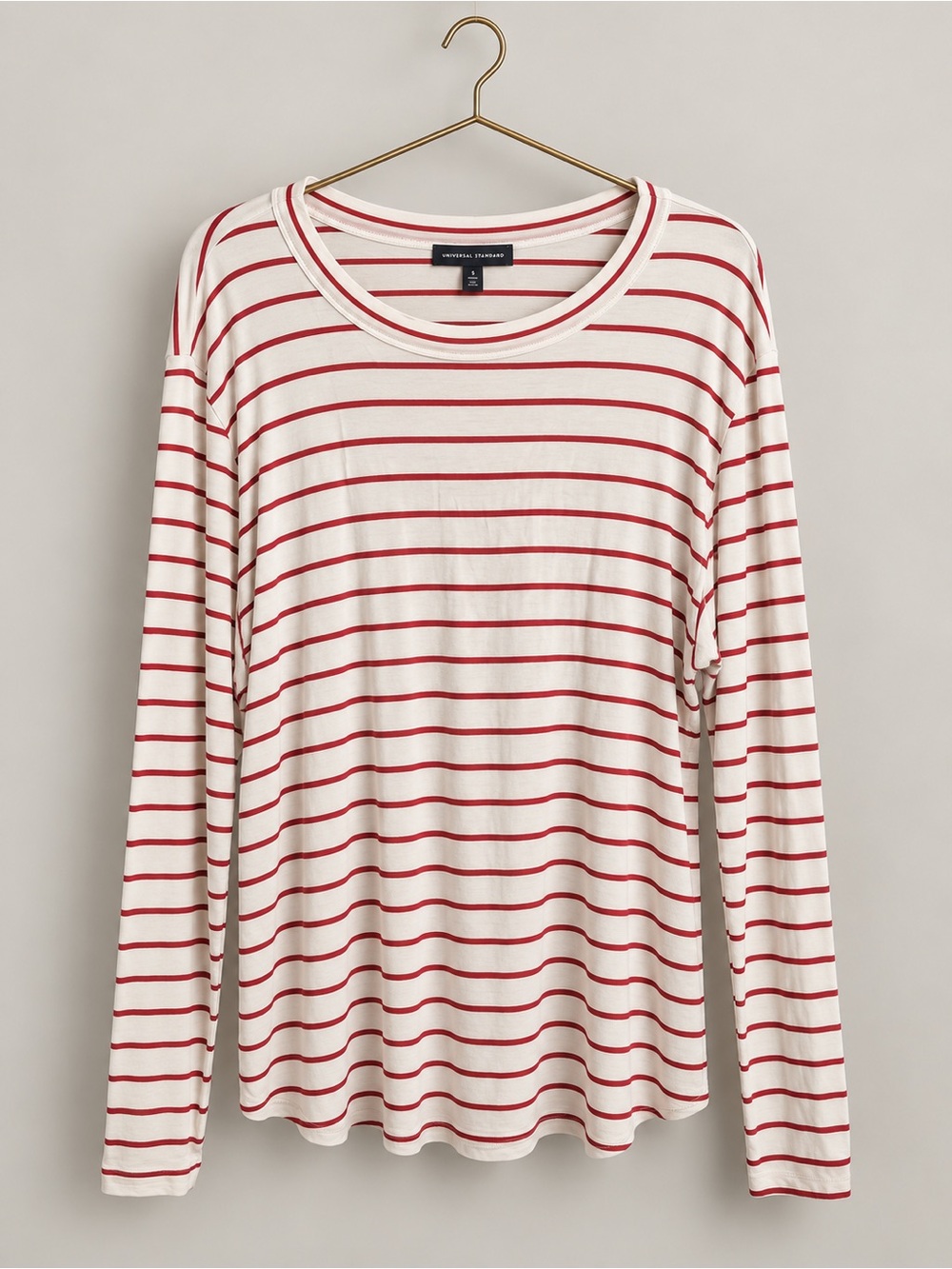 Universal Standard Striped Long Sleeve Tee Ivory Red Size S 14–16